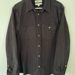 Madewell Garment Dye Work Shirt XS Black Coal (Off Black/Dark Grey)